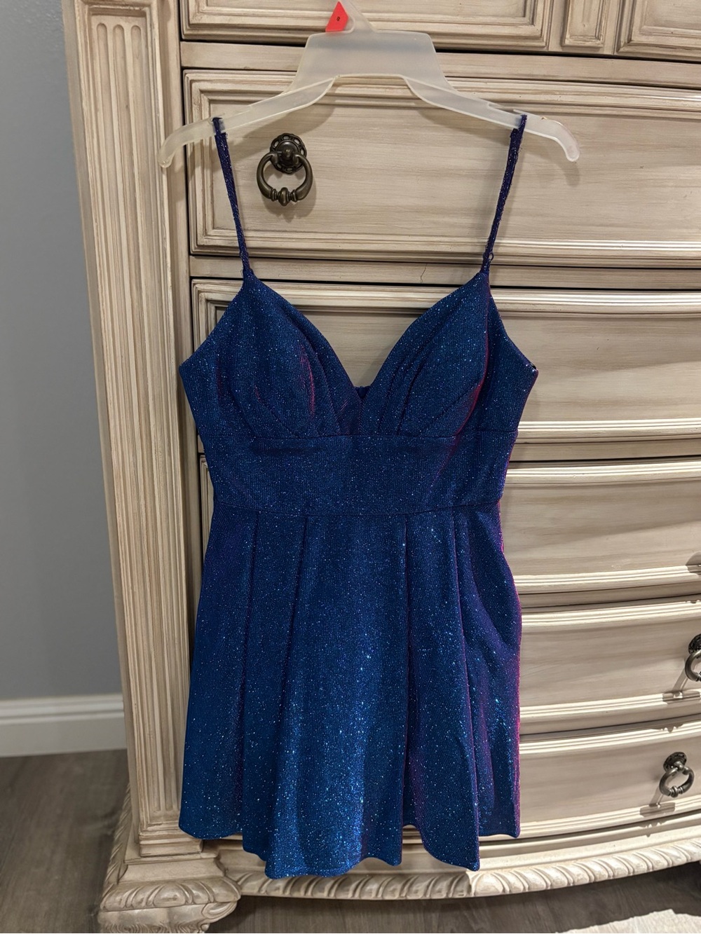Royal Blue Sparkly Glitter Corset Fit & Flare Mini Dress